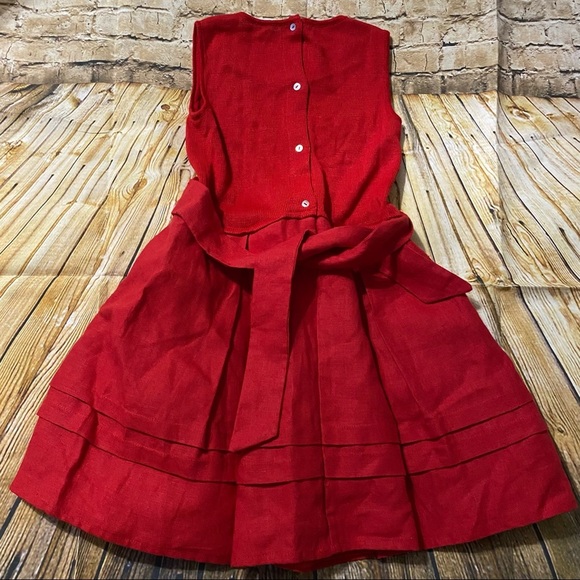 Marina Cabrera Red Linen Blend Sleeveless Dress - Picture 3 of 4